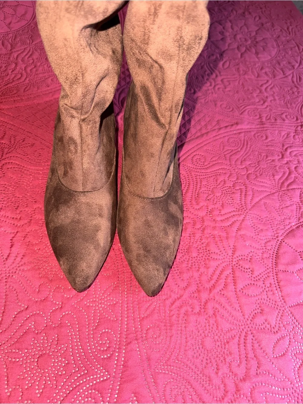 Soda Brown Suede Over-the-Knee Heeled Boots